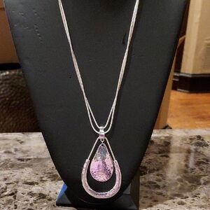 Elegant Silver and GoldTeardrop Pendant Necklace